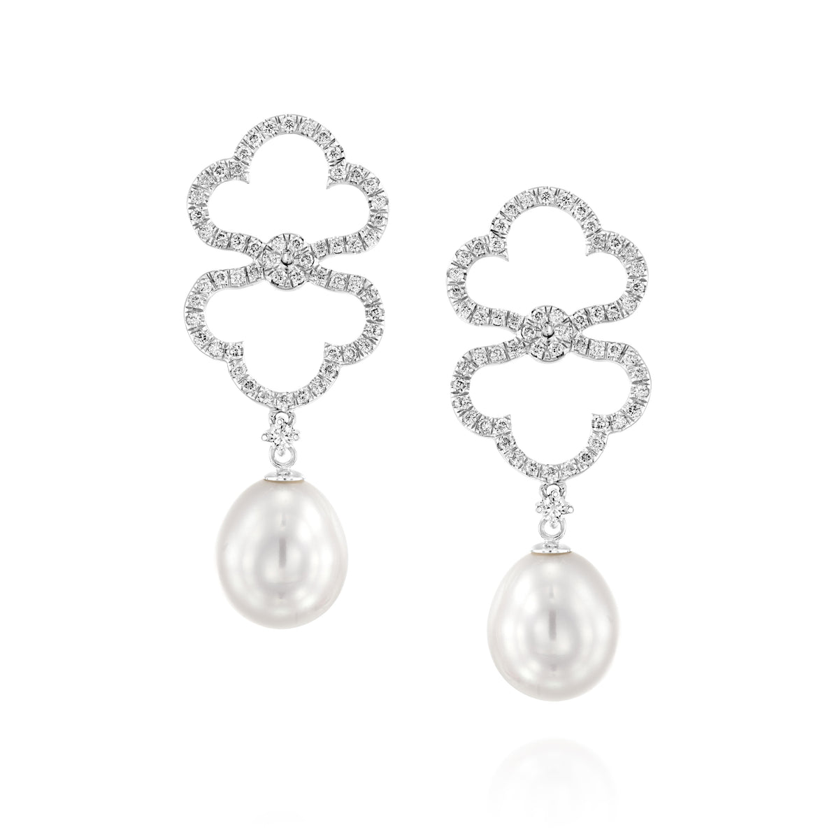 Pearls and Diamonds Drop Earrings