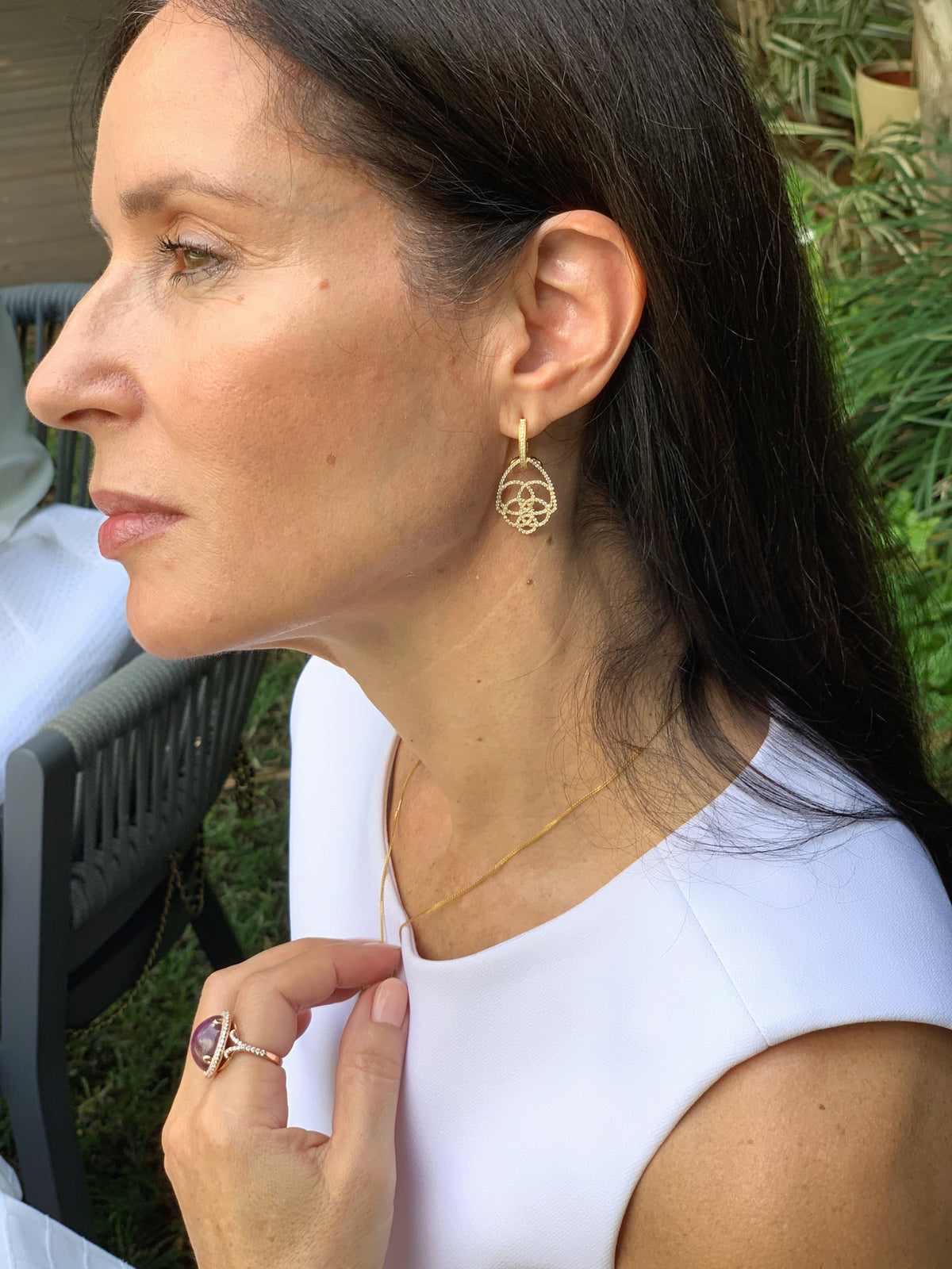 Diamonds Hamsa  Drop Earrings