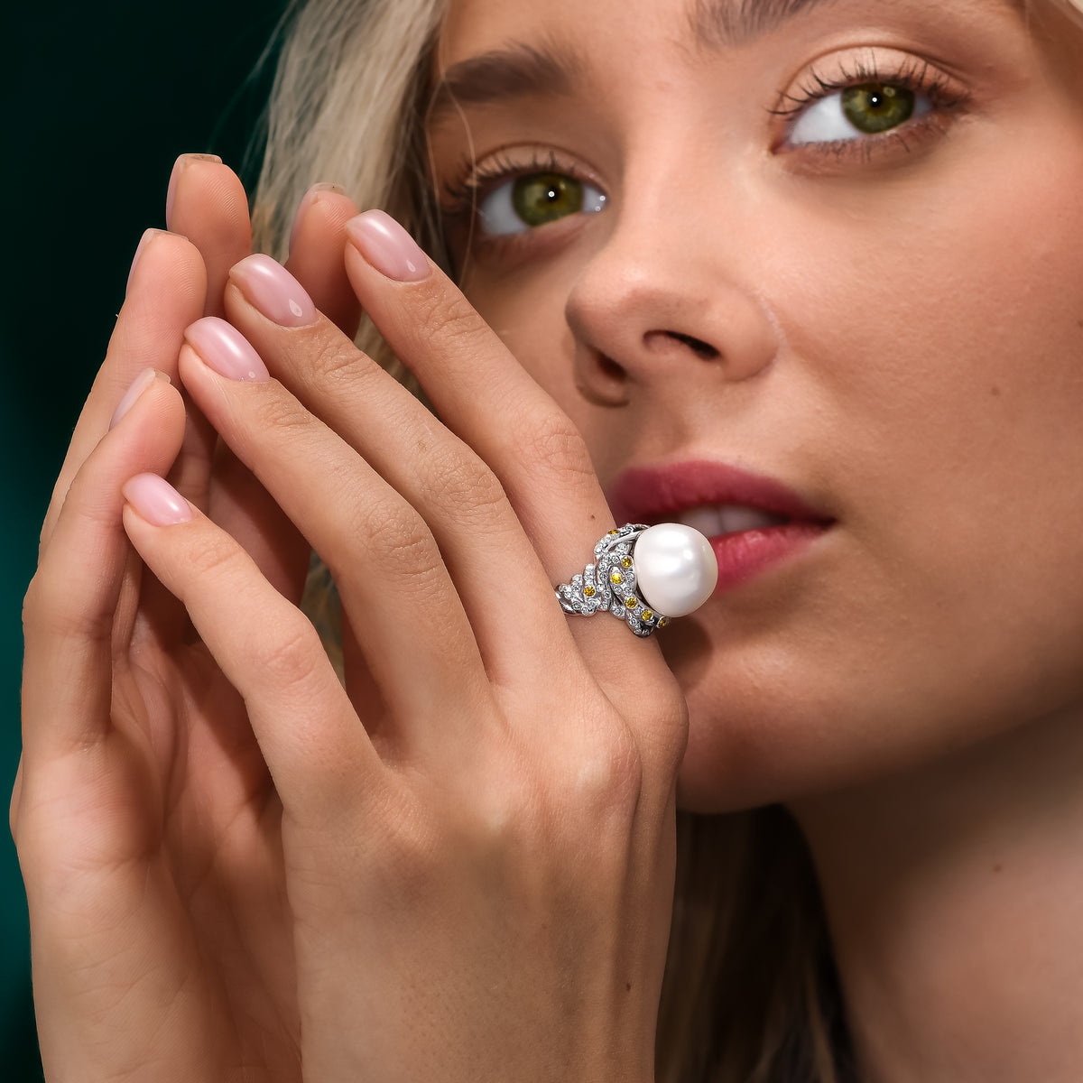Pearl and Diamonds Snake Statement Ring