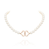 Pearl and Rose Gold Diamond Pendant Necklace