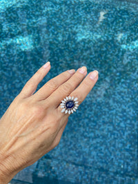 Sapphire and Marquise shape Diamond Cocktail Ring