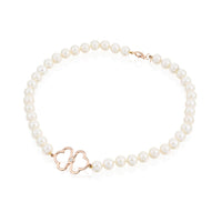 Pearl and Rose Gold Diamond Pendant Necklace