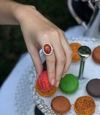 Carnelian and Diamonds Cocktail Ring