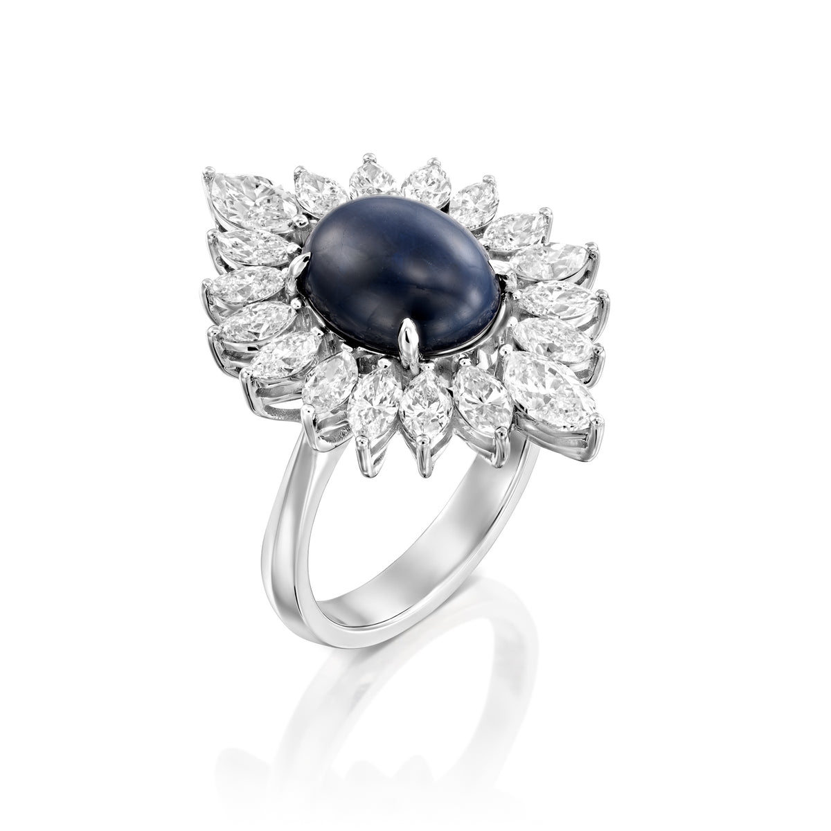 Sapphire and Marquise shape Diamond Cocktail Ring