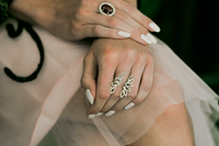 Diamond Leaves Open Ring