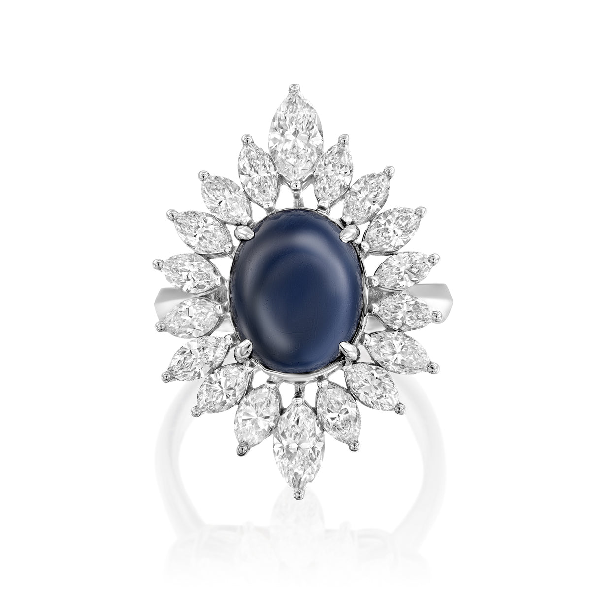 Sapphire and Marquise shape Diamond Cocktail Ring