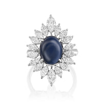 Sapphire and Marquise shape Diamond Cocktail Ring