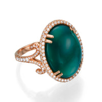 Green Onyx and Diamonds Cocktail Ring