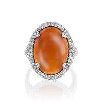 Carnelian and Diamonds Cocktail Ring