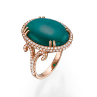 Green Onyx and Diamonds Cocktail Ring