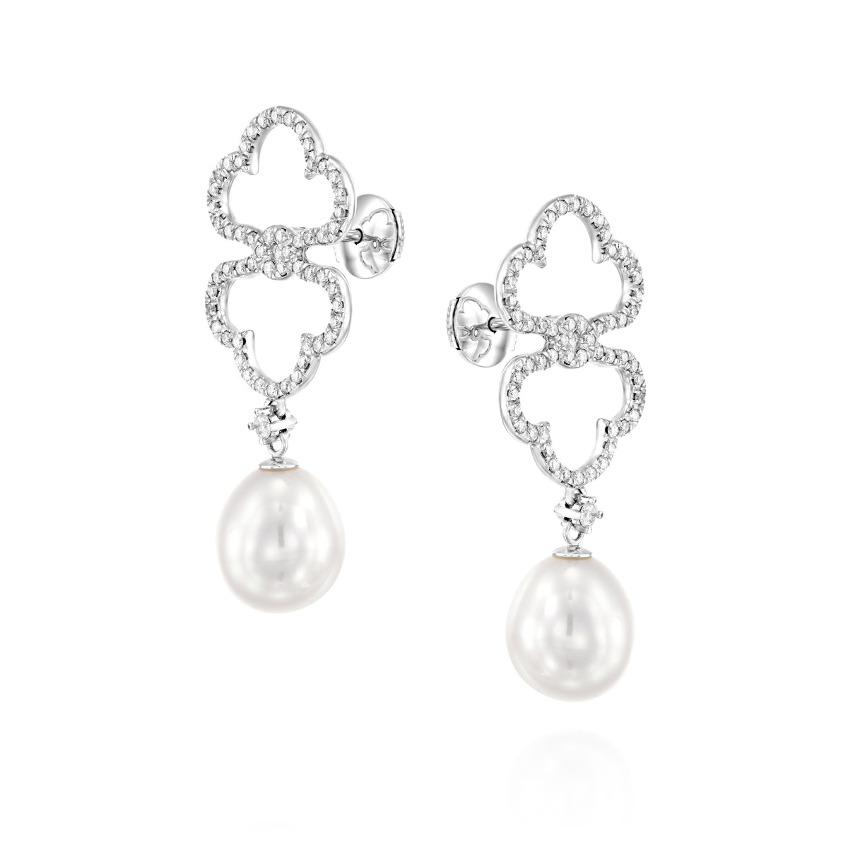Pearls and Diamonds Drop Earrings
