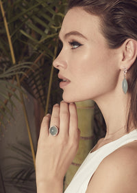 Aquamarine  and Diamonds Cocktail Ring