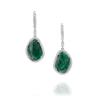 Emerald Teardrop Diamond Earrings