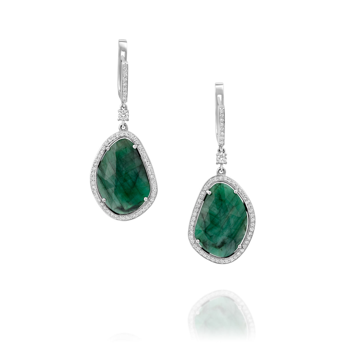Emerald Teardrop Diamond Earrings