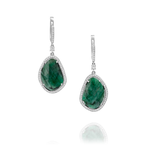 Emerald Teardrop Diamond Earrings