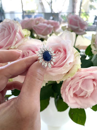 Sapphire and Marquise shape Diamond Cocktail Ring