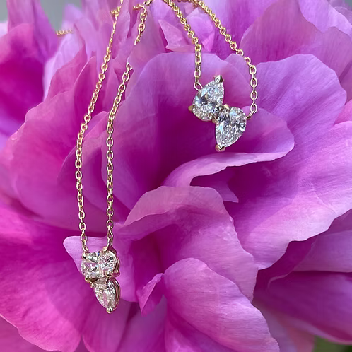 Two Pear Shaped Diamond Pendant