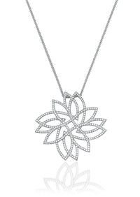Round Diamonds Leaf Pendant