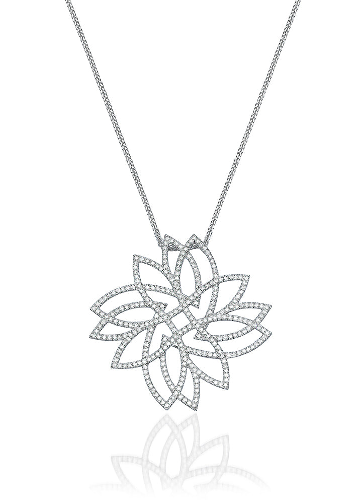 Round Diamonds Leaf Pendant