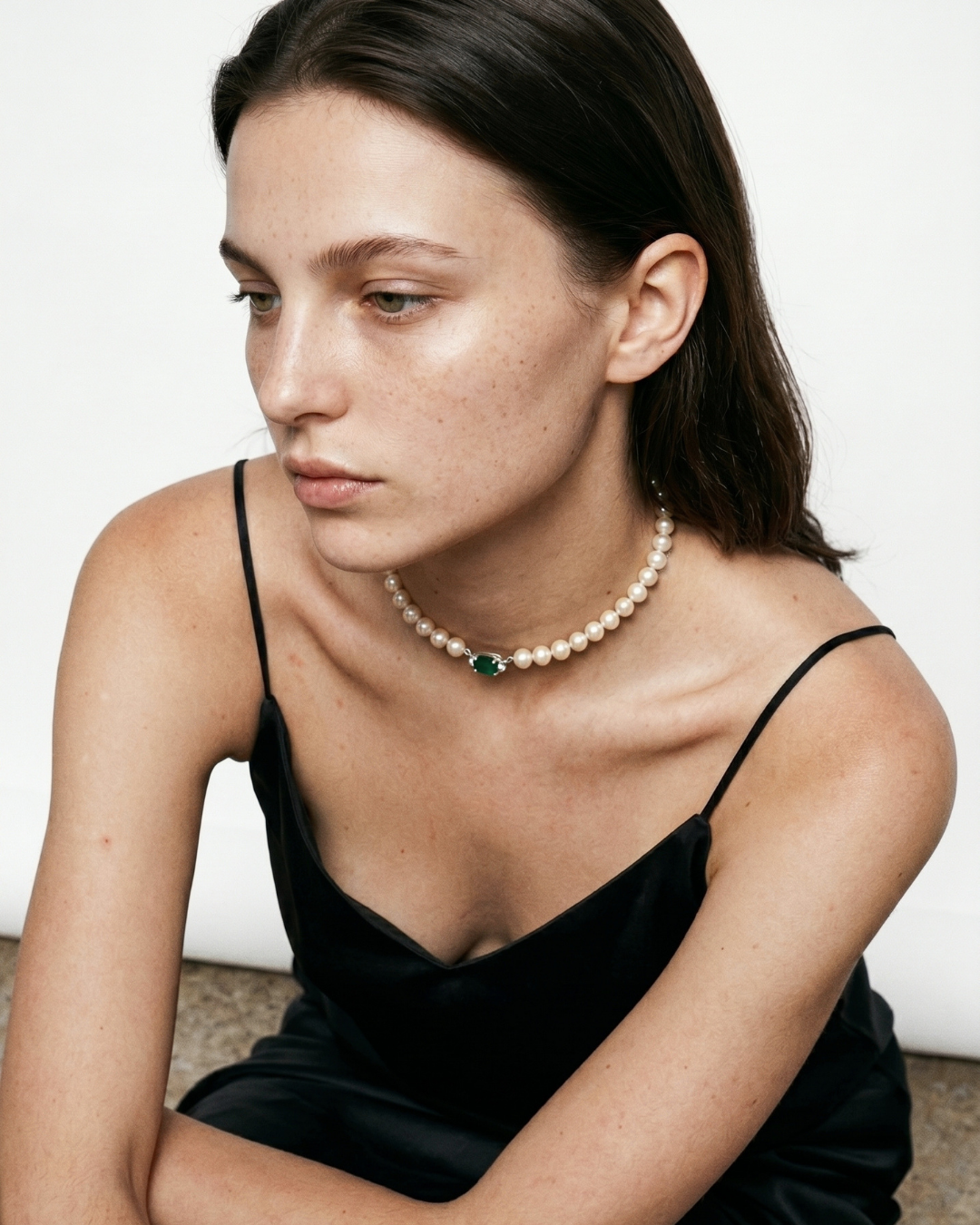 Pearls and Emerald necklace