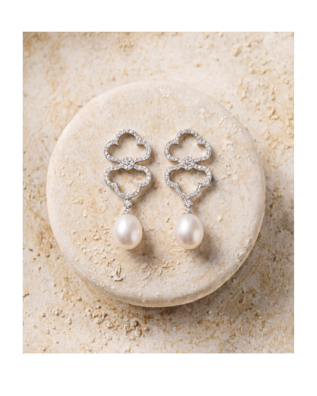 Pearls and Diamonds Drop Earrings