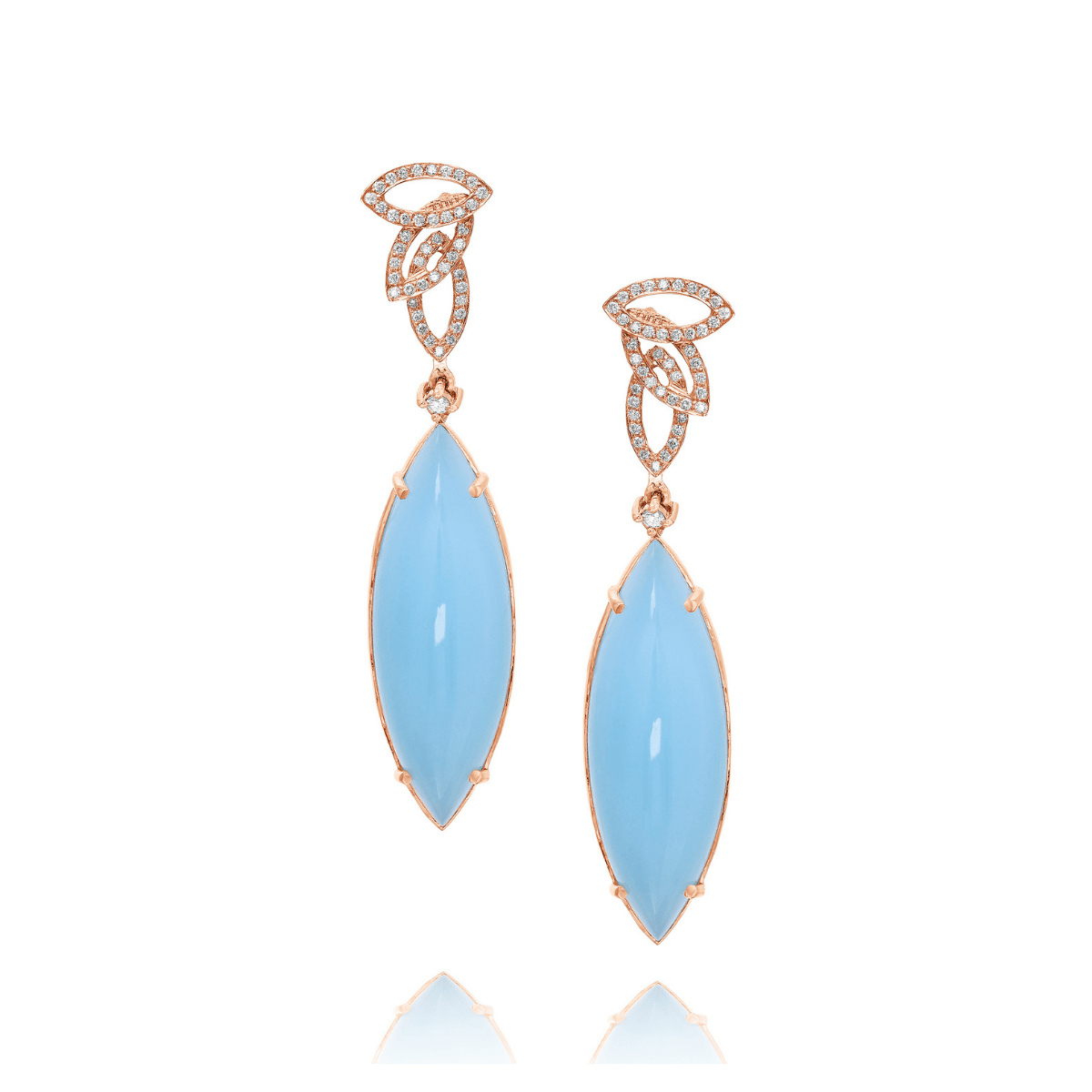 Aquamarine and Diamonds Leaves Earring
