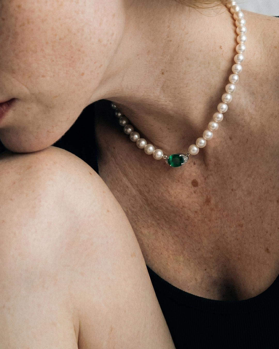 Pearls and Emerald necklace