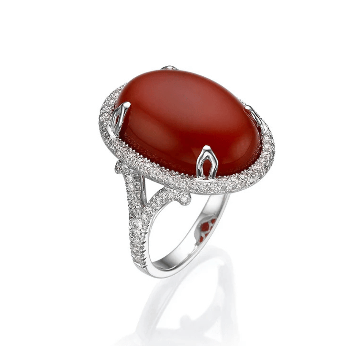 Carnelian and Diamonds Cocktail Ring