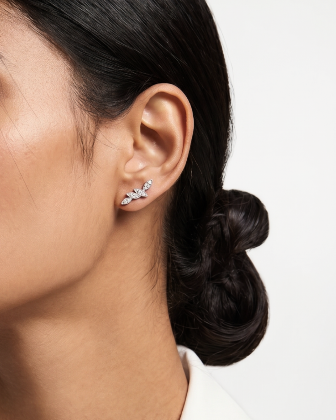 Four Diamonds Leaves Earrings