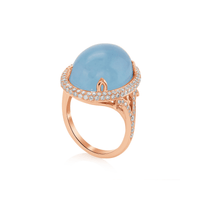 Aquamarine  and Diamonds Cocktail Ring