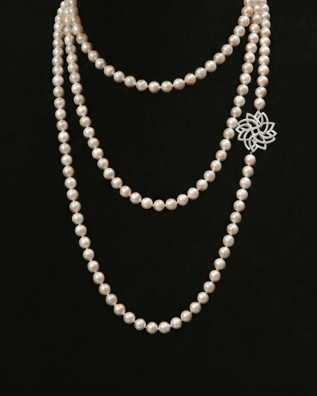 Pearls and Diamond Leaf Necklace