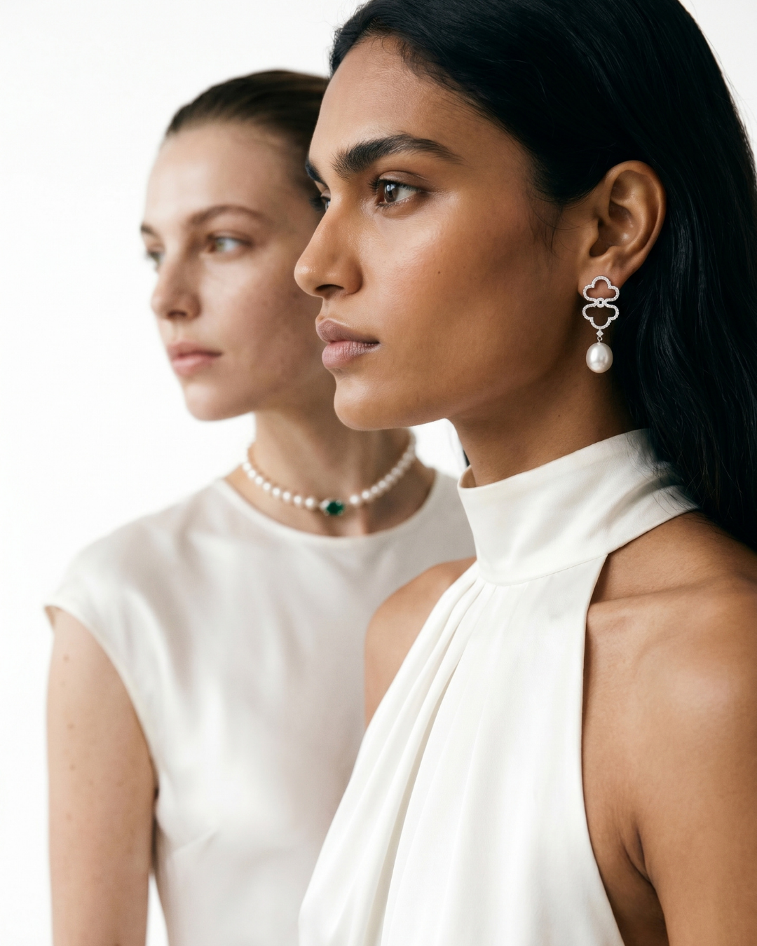 Pearls and Diamonds Drop Earrings