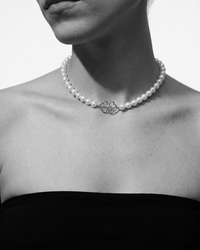 Pearl and Rose Gold Diamond Pendant Necklace